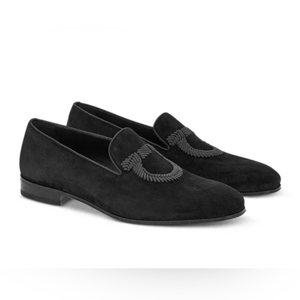 Salvatore Ferragamo Men's Libero Gancio Suede Black Loafers Size 9 FLD221